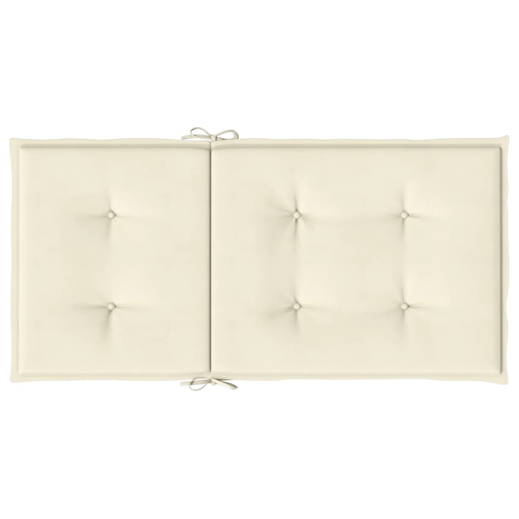 vidaXL Coussins de chaise de jardin à dossier bas lot de 2 crème