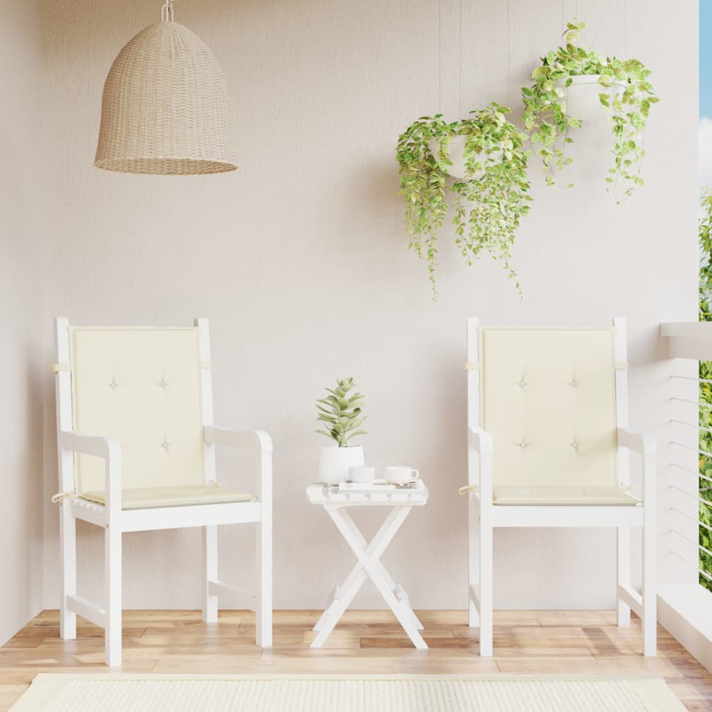 vidaXL Coussins de chaise de jardin à dossier bas lot de 2 crème