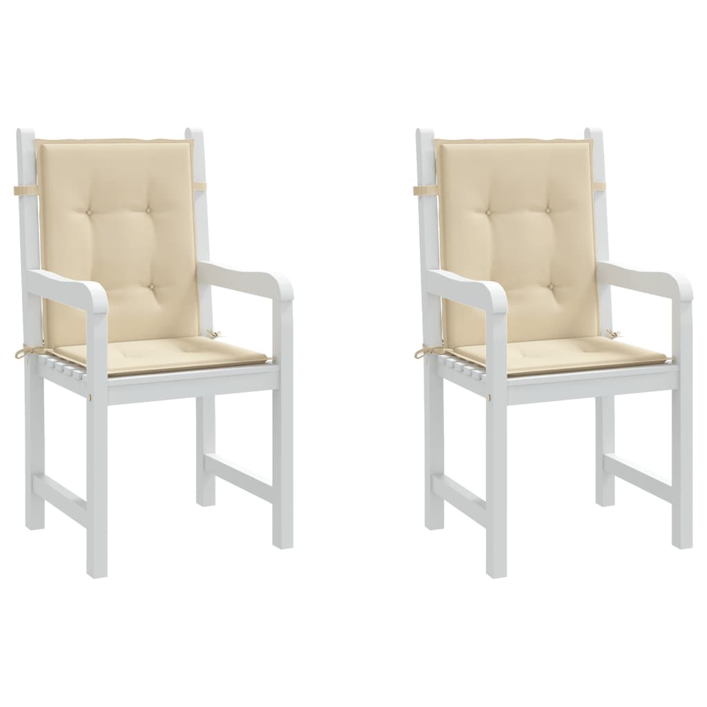 vidaXL Coussins de chaise de jardin à dossier bas lot de 2 beige