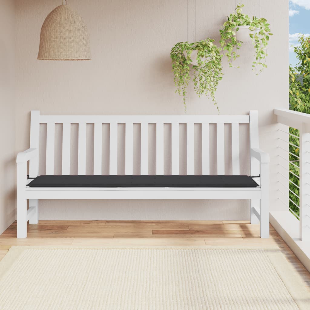 vidaXL Coussin de banc de jardin noir 200x50x3 cm tissu oxford