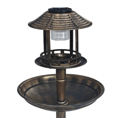 vidaXL Bain décoratif pour oiseaux à LED à énergie solaire Plastique