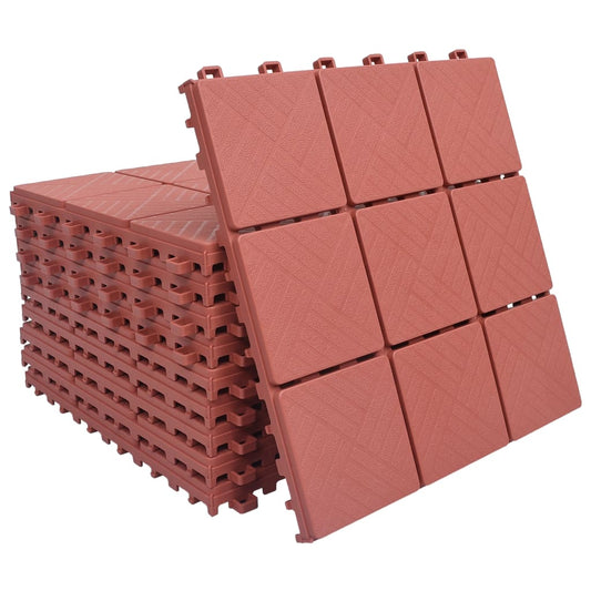 vidaXL Carreaux de terrasse 10 pcs Rouge 30,5x30,5 cm Plastique