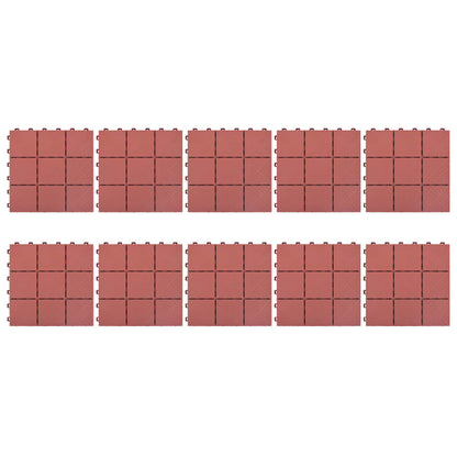 vidaXL Carreaux de terrasse 10 pcs Rouge 30,5x30,5 cm Plastique