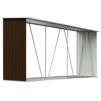 vidaXL Abri de stockage de bois Acier galvanisé 330x84x152 cm Marron