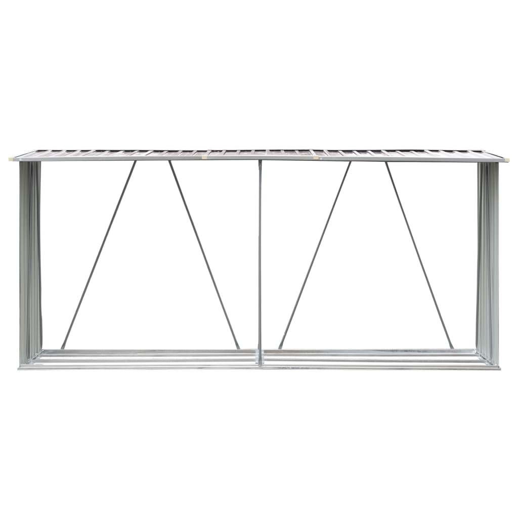 vidaXL Abri de stockage de bois Acier galvanisé 330x84x152 cm Marron