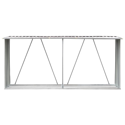 vidaXL Abri de stockage de bois Acier galvanisé 330x84x152 cm Marron