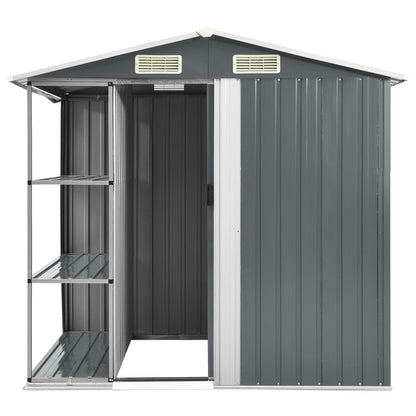 vidaXL Abri de jardin avec étagère Gris 205x130x183 cm Fer