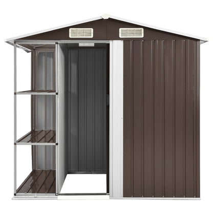 vidaXL Abri de jardin avec étagère Marron 205x130x183 cm Fer