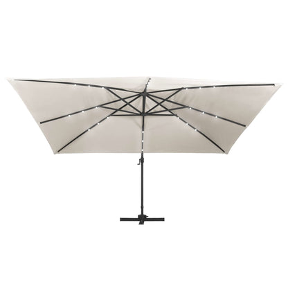 vidaXL Parasol de jardin en porte-à-faux lumières LED mât en aluminium