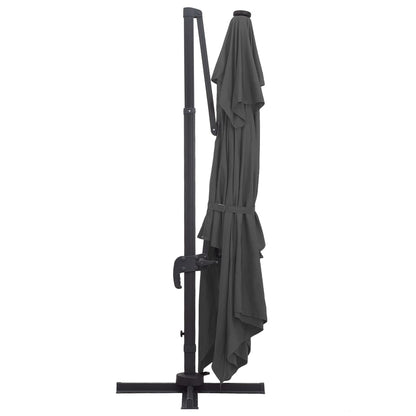 vidaXL Parasol de jardin en porte-à-faux lumières LED mât en aluminium