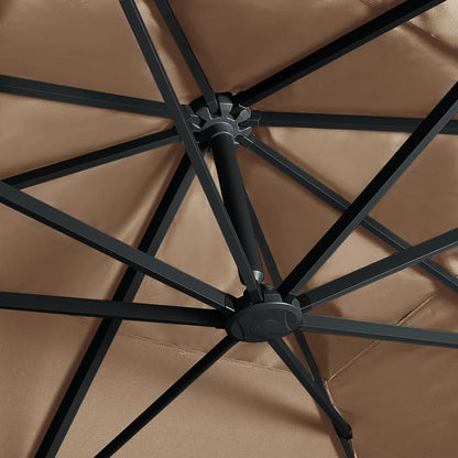 vidaXL Parasol de jardin en porte-à-faux lumières LED mât en aluminium