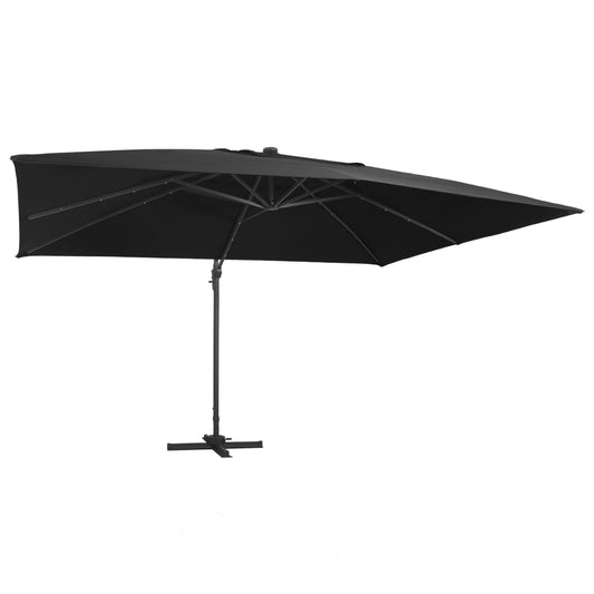vidaXL Parasol de jardin en porte-à-faux lumières LED mât en aluminium