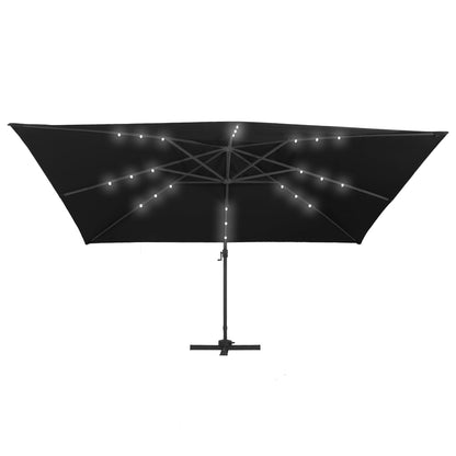 vidaXL Parasol de jardin en porte-à-faux lumières LED mât en aluminium