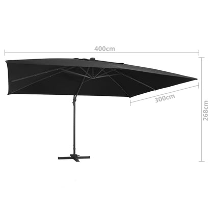 vidaXL Parasol de jardin en porte-à-faux lumières LED mât en aluminium