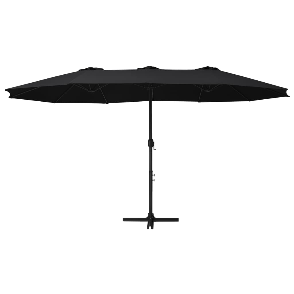 vidaXL Parasol d'extérieur et poteau en aluminium 460 x 270 cm Noir