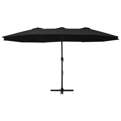 vidaXL Parasol d'extérieur et poteau en aluminium 460 x 270 cm Noir