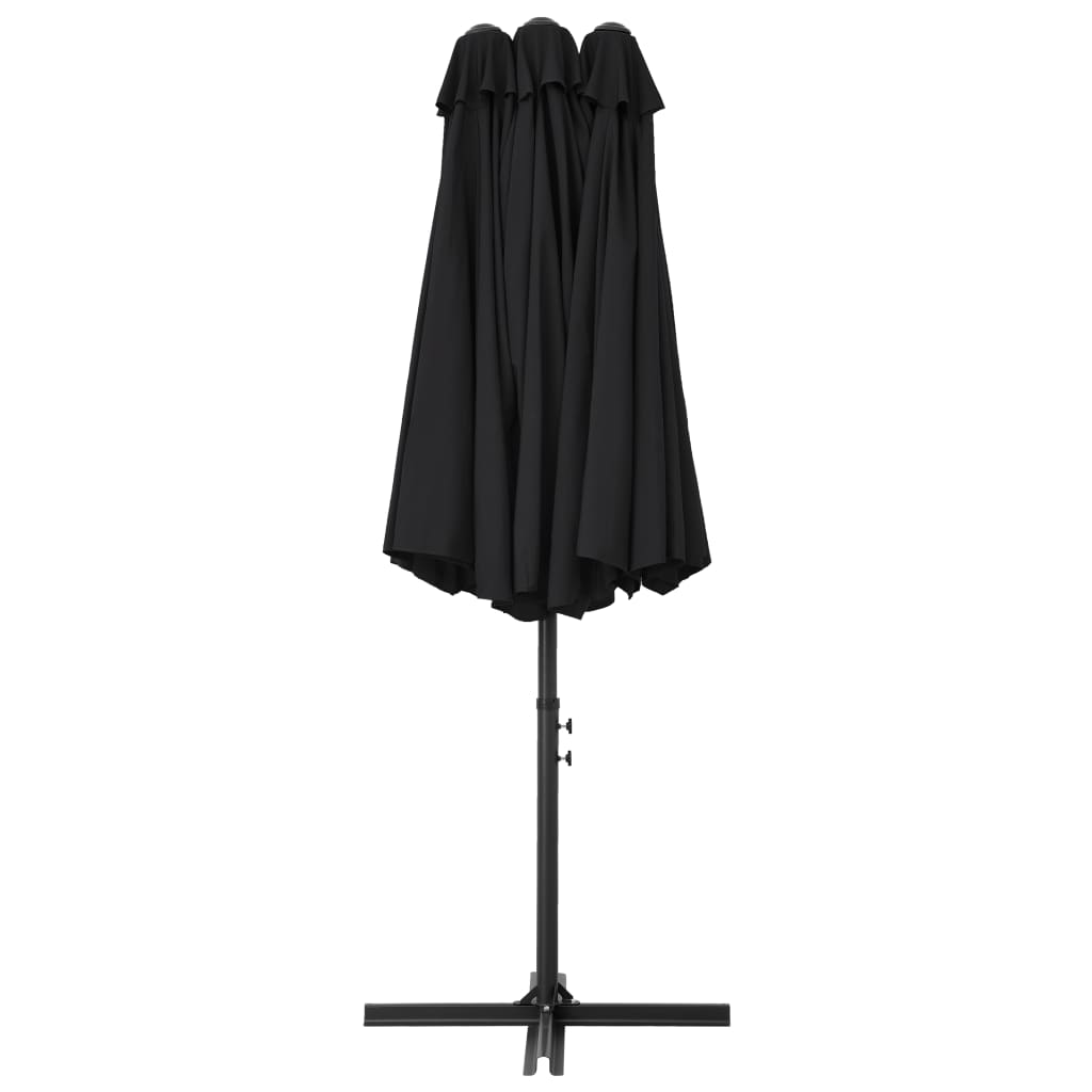 vidaXL Parasol d'extérieur et poteau en aluminium 460 x 270 cm Noir