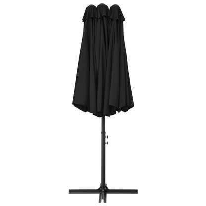 vidaXL Parasol d'extérieur et poteau en aluminium 460 x 270 cm Noir