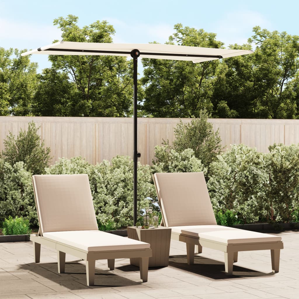 vidaXL Parasol d'extérieur avec mât en aluminium 180x110cm Blanc sable