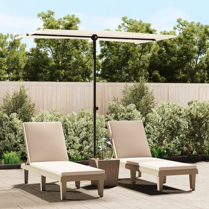 vidaXL Parasol d'extérieur avec mât en aluminium 180x110cm Blanc sable