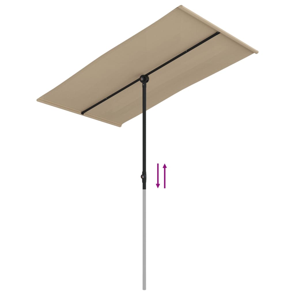 vidaXL Parasol d'extérieur avec mât en aluminium 180x110 cm Taupe