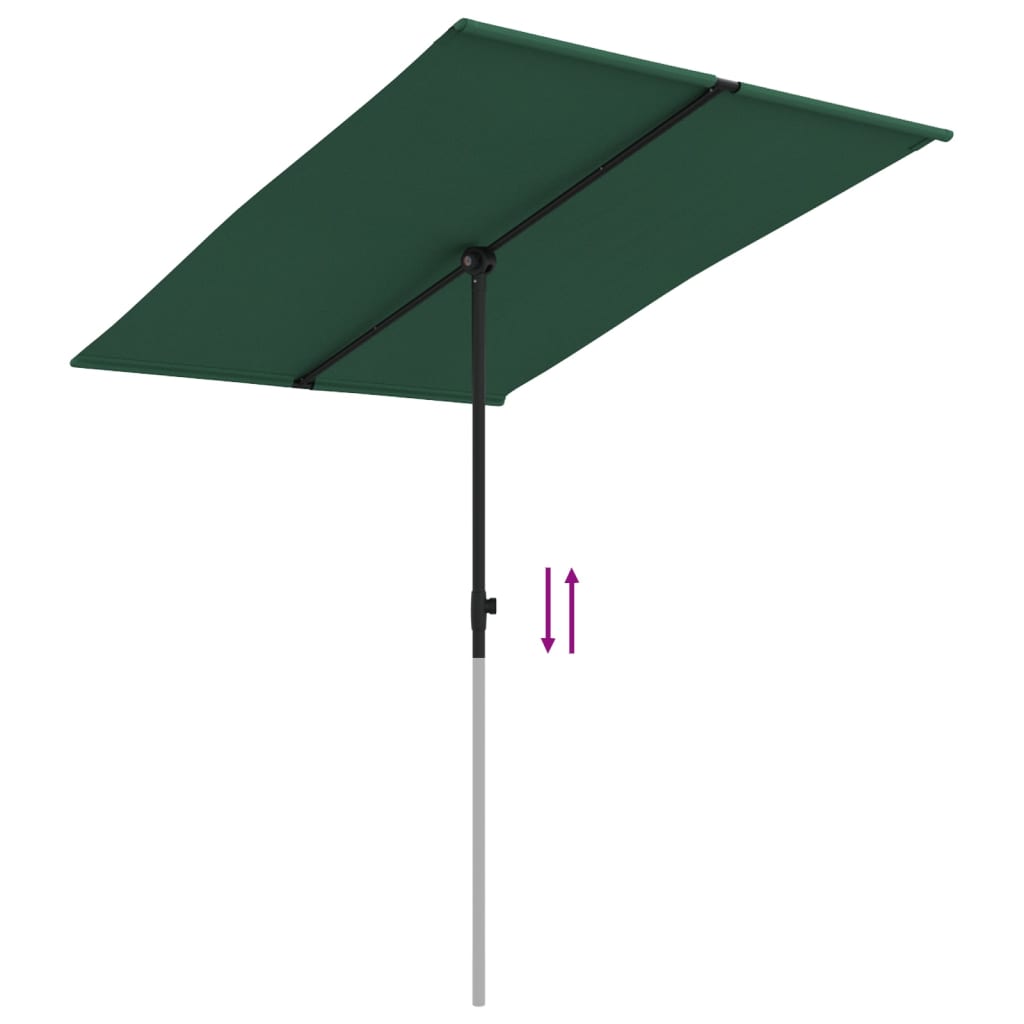 vidaXL Parasol d'extérieur avec mât en aluminium 2x1,5 m Vert