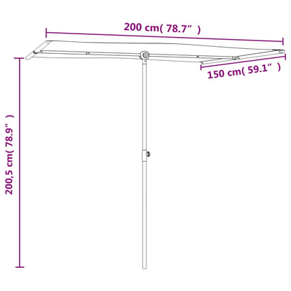 vidaXL Parasol d'extérieur avec mât en aluminium 2x1,5 m Vert