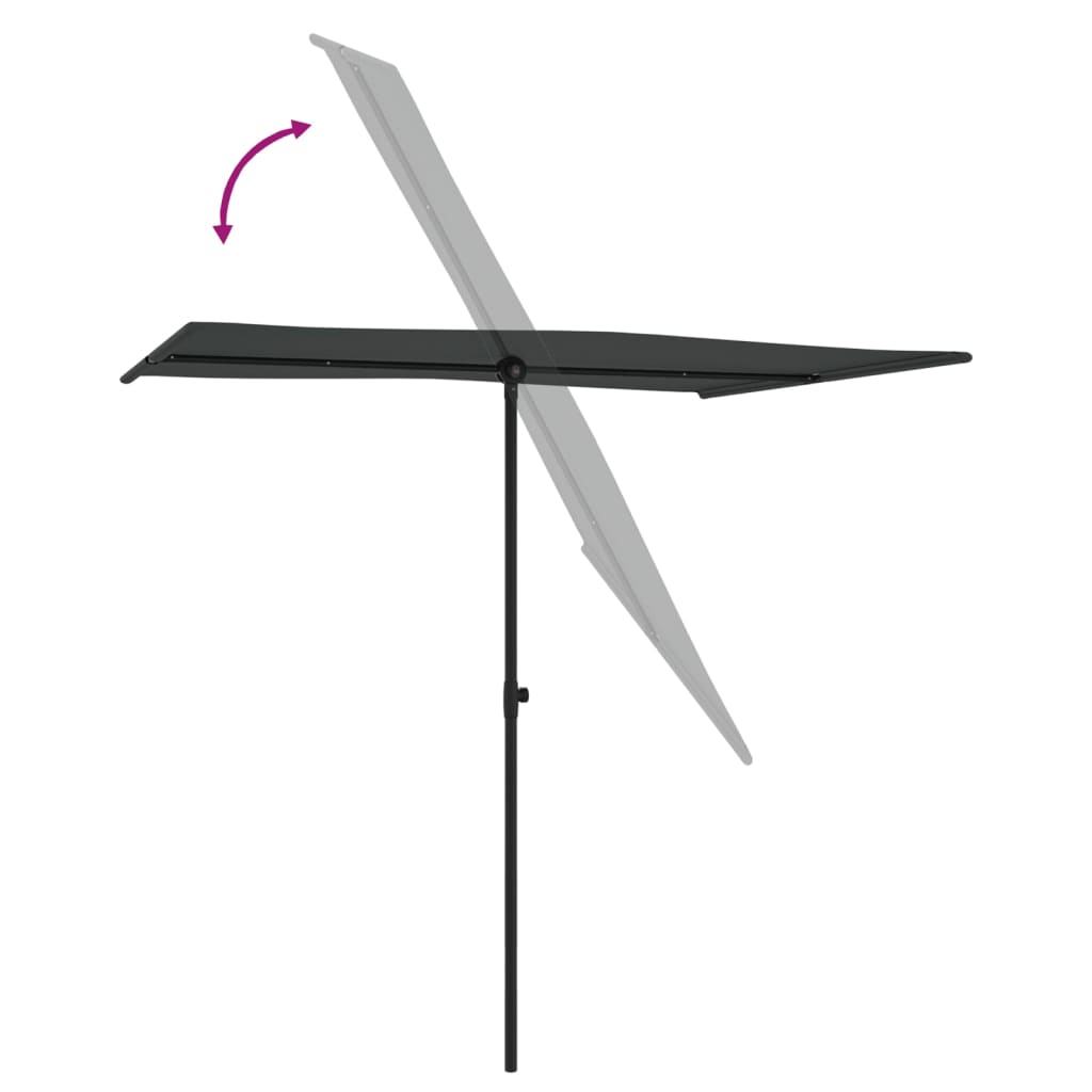 vidaXL Parasol d'extérieur avec mât en aluminium 2x1,5 m Anthracite