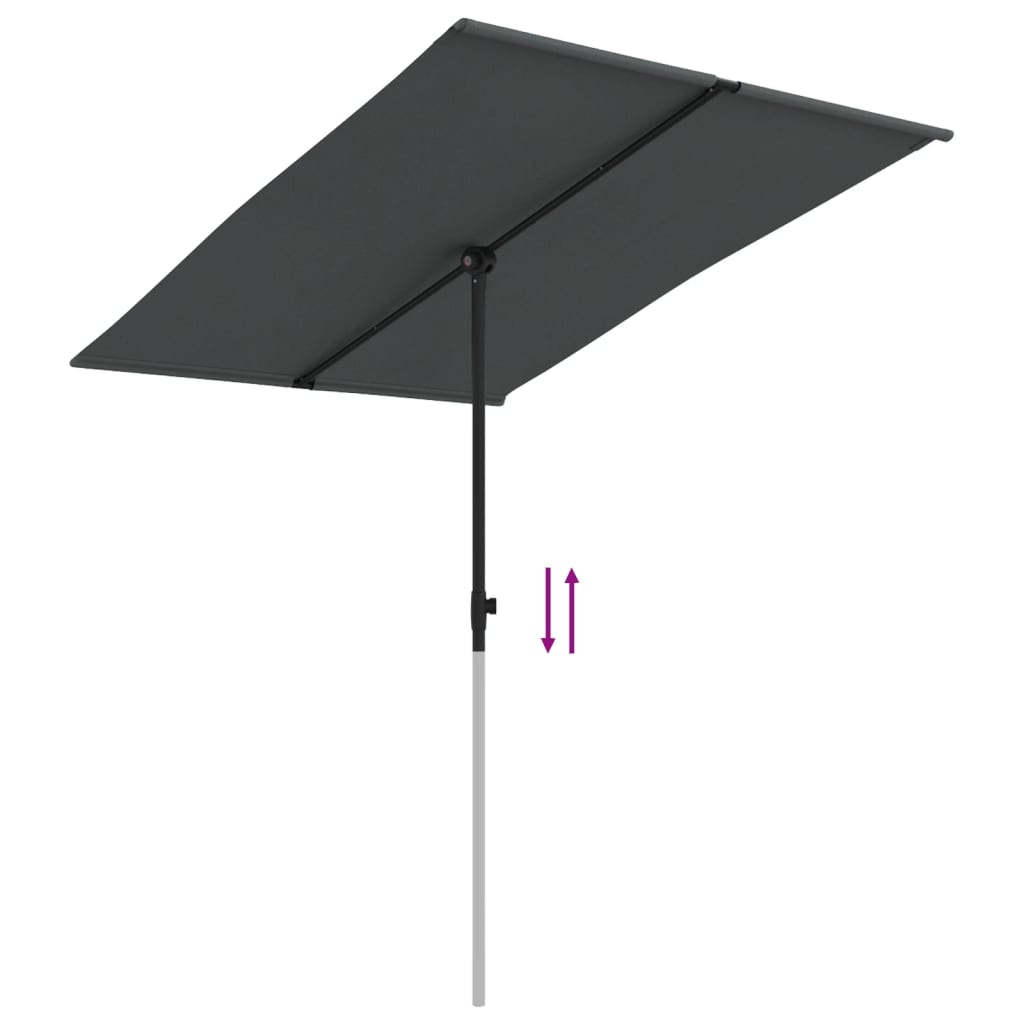 vidaXL Parasol d'extérieur avec mât en aluminium 2x1,5 m Anthracite