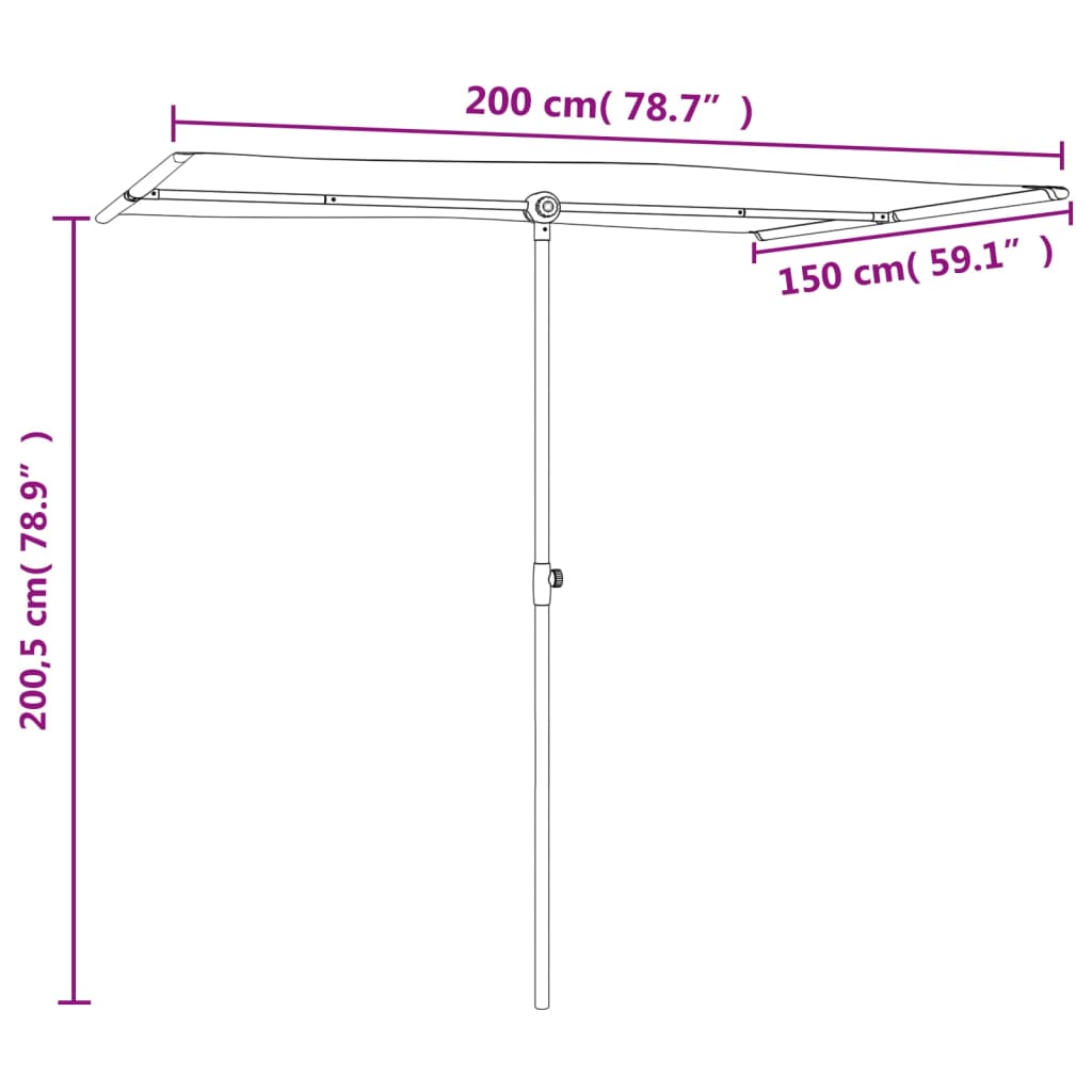 vidaXL Parasol d'extérieur avec mât en aluminium 2x1,5 m Anthracite