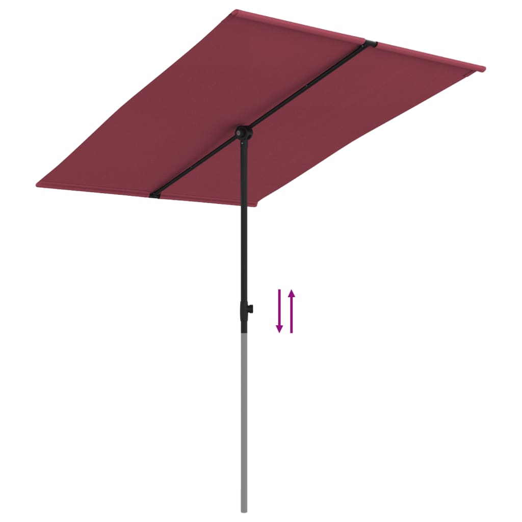 vidaXL Parasol d'extérieur avec mât en aluminium 2x1,5 m Bordeaux