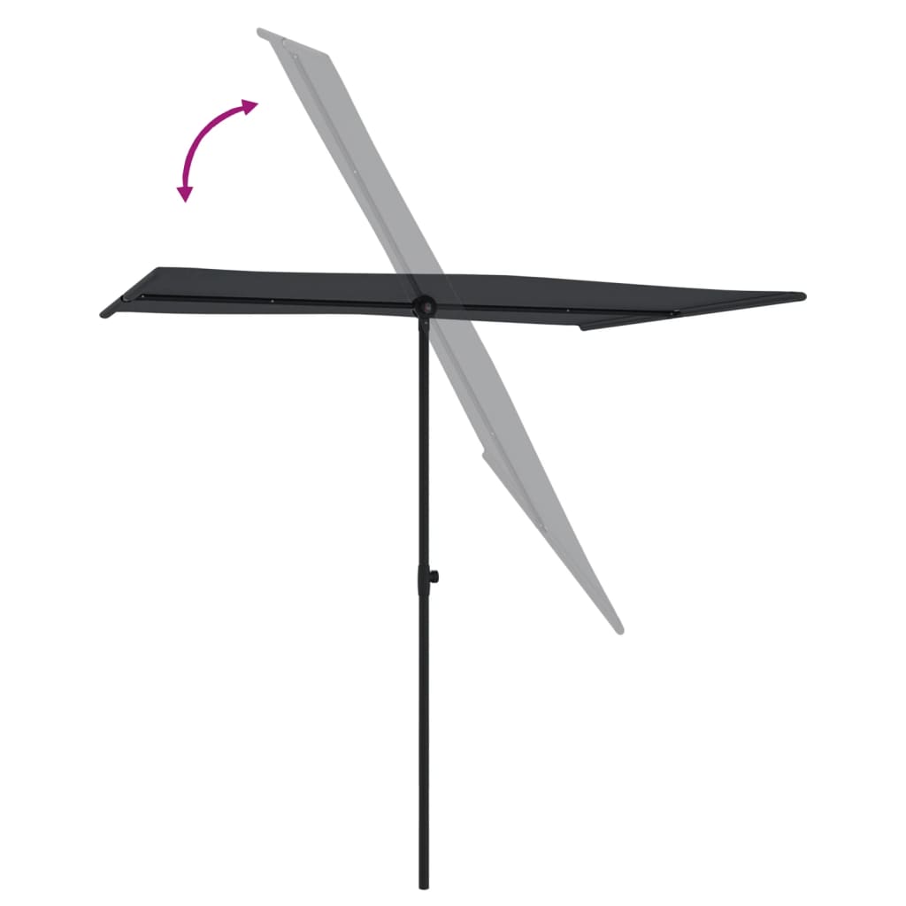 vidaXL Parasol d'extérieur avec mât en aluminium 2x1,5 m Noir