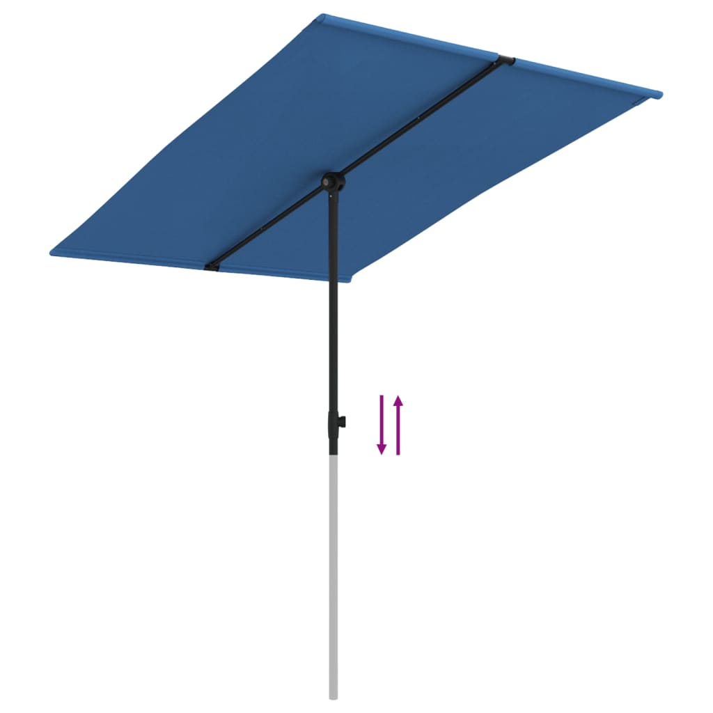 vidaXL Parasol d'extérieur avec mât en aluminium 2x1,5 m Bleu azuré