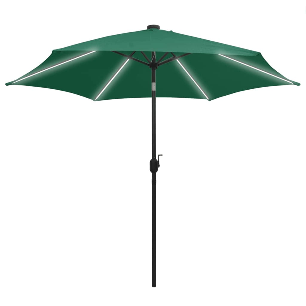 vidaXL Parasol avec LED et mât en aluminium 300 cm Vert