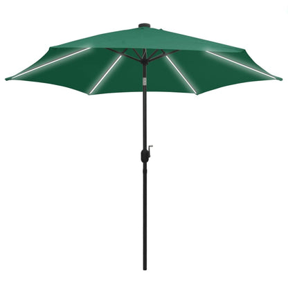 vidaXL Parasol avec LED et mât en aluminium 300 cm Vert