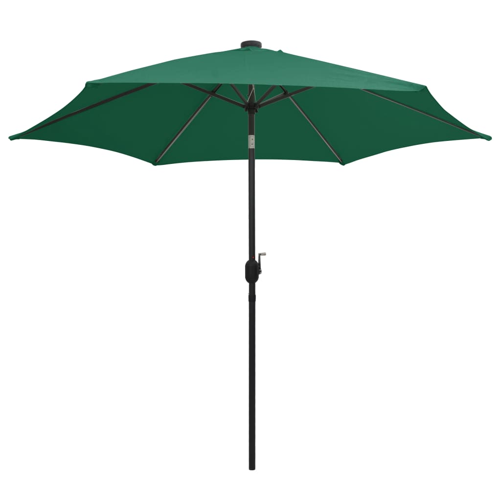 vidaXL Parasol avec LED et mât en aluminium 300 cm Vert