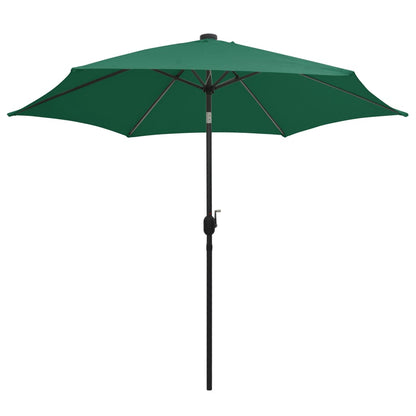 vidaXL Parasol avec LED et mât en aluminium 300 cm Vert