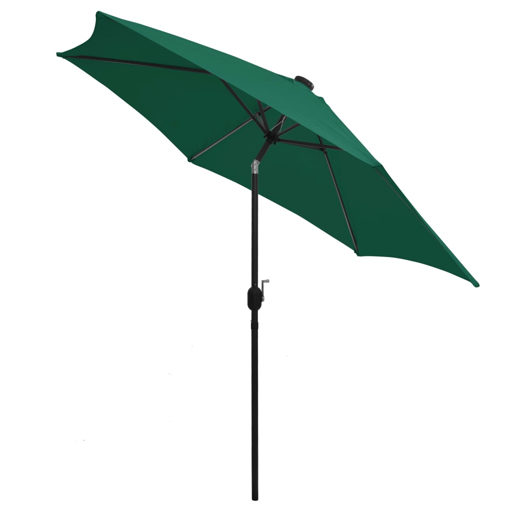 vidaXL Parasol avec LED et mât en aluminium 300 cm Vert