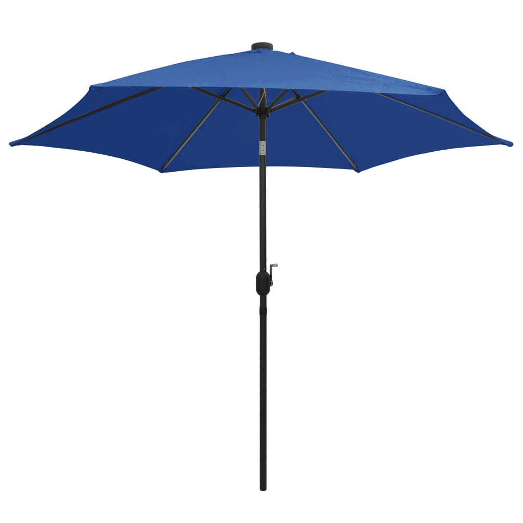 vidaXL Parasol avec LED et mât en aluminium 300 cm Bleu azuré