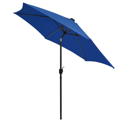 vidaXL Parasol avec LED et mât en aluminium 300 cm Bleu azuré