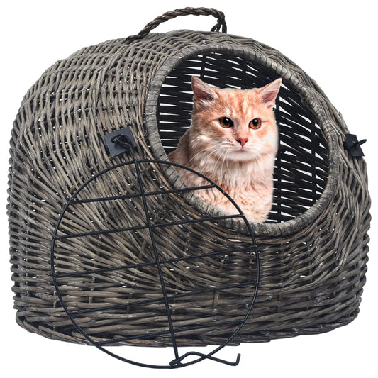 vidaXL Cage de transport pour chats Gris 50x42x40 cm Saule naturel