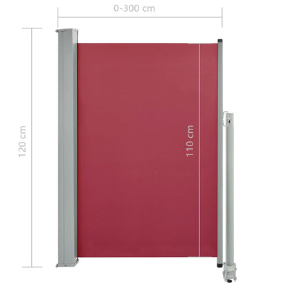 vidaXL Auvent latéral rétractable de patio 120x300 cm Rouge