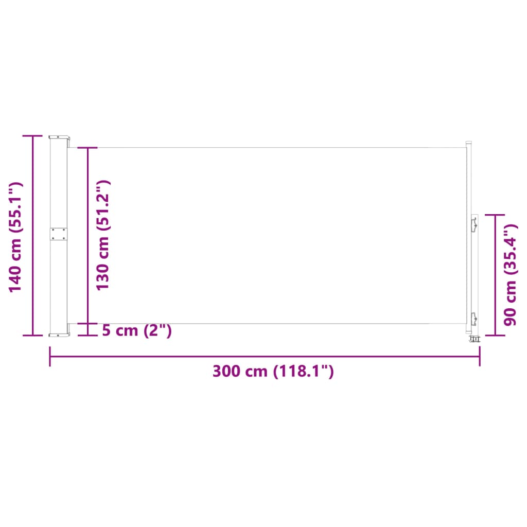 vidaXL Auvent latéral rétractable de patio 140 x 300 cm Bleu