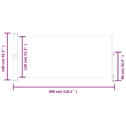 vidaXL Auvent latéral rétractable de patio 140 x 300 cm Rouge
