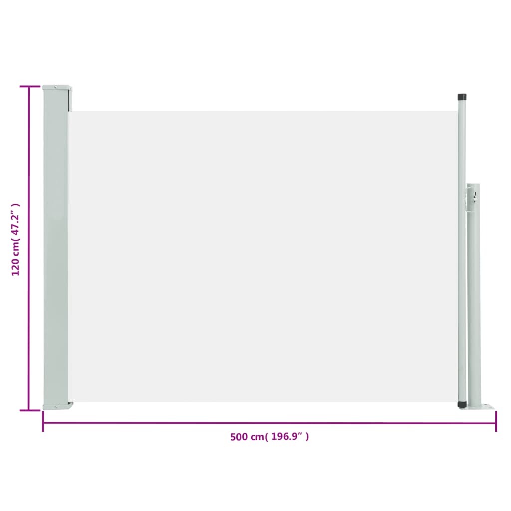 vidaXL Auvent latéral rétractable de patio 120x500 cm Crème