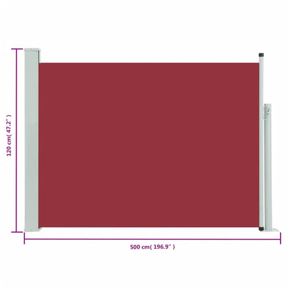 vidaXL Auvent latéral rétractable de patio 120x500 cm Rouge