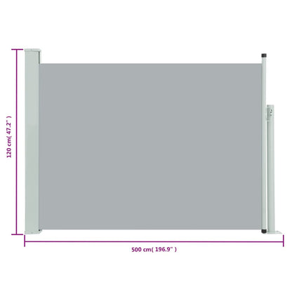 vidaXL Auvent latéral rétractable de patio 120x500 cm Gris