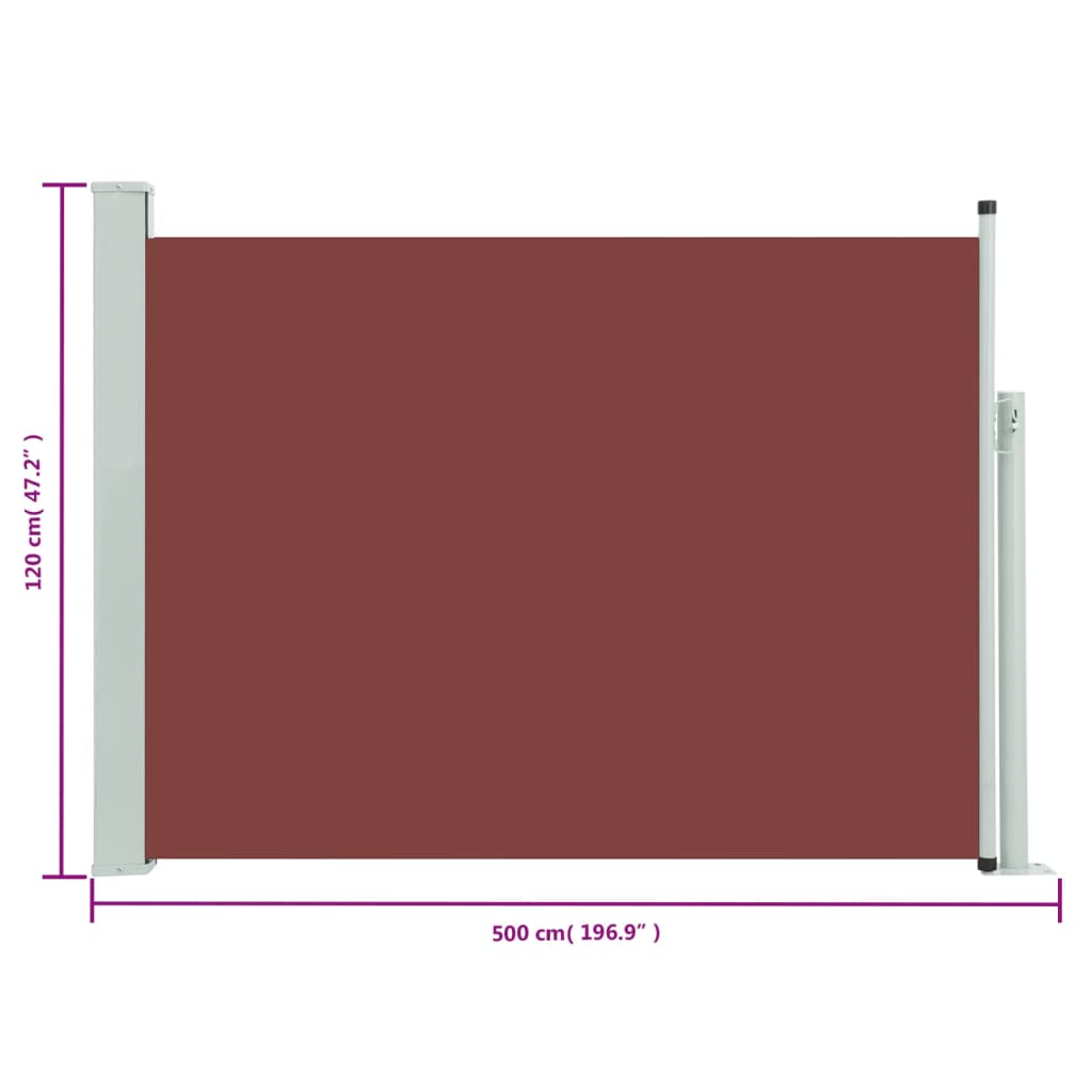 vidaXL Auvent latéral rétractable de patio 120x500 cm Marron