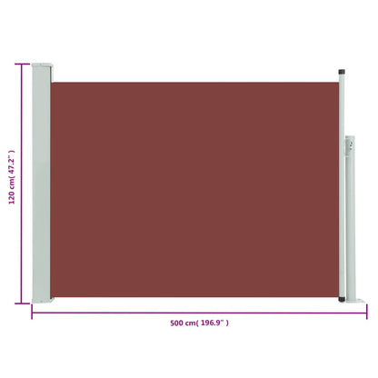 vidaXL Auvent latéral rétractable de patio 120x500 cm Marron