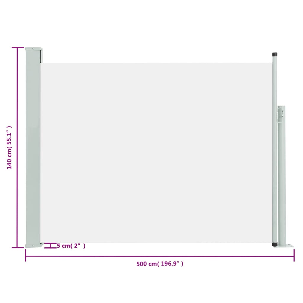 vidaXL Auvent latéral rétractable de patio 140x500 cm Crème